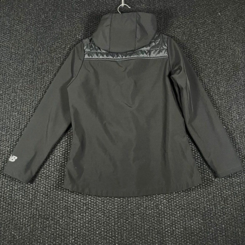 New Balance Womens Hybrid Puffer Jacket Black Hooded Full Zip Coat Size S - Picture 4 of 7